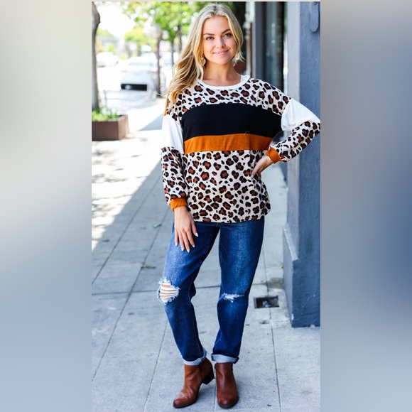 NWT Haptics RUST ANIMAL COLOR BLOCK TOP - Picture 3 of 6